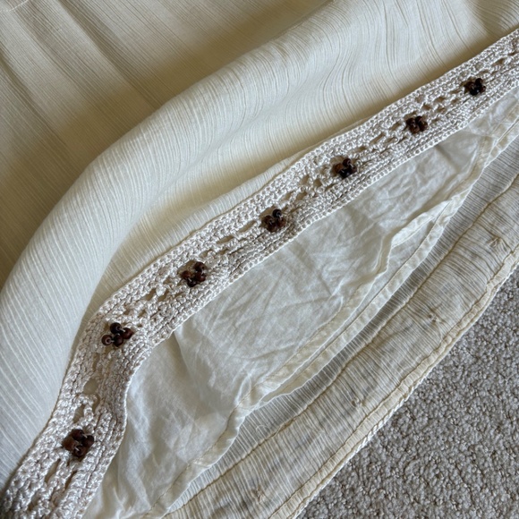 Split gauze crochet trim maxi skirt Cream Small - Picture 8 of 15